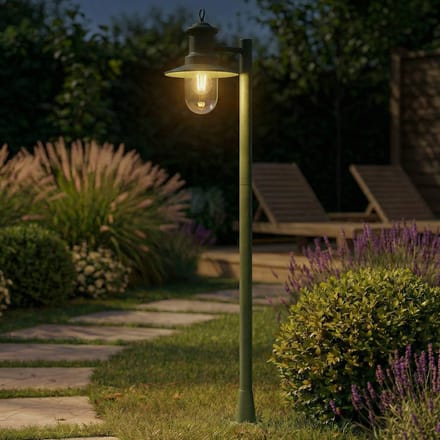 Lindby - Tuinpad verlichting - 1licht - Staal, glas - H: 110 cm - E27 - groen