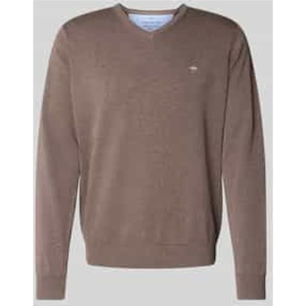 Fynch-Hatton V-hals Trui Bruin 100% Katoen Regular Fit - S
