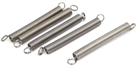 Set van 5 RVS 304 Spiraalveren met Dubbele Haak - 0.5mm x 5mm x 50mm