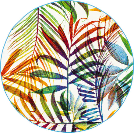 Pergamon Vloerkleed Designer Faro Tropical Kleurrijke Twijgen Rond