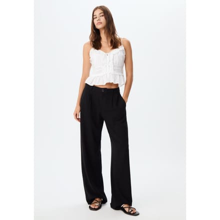 Stradivarius Rechte broek met linnenlook  Zwart 32