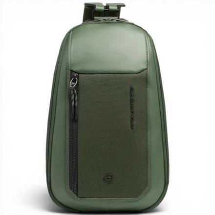 Piquadro Monospalla S143 Unisex Groen leer en stof met iPad Mini Deur