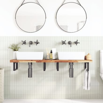 vidaXL - Badkamer - wandschap - staal - en - massief - acaciahout