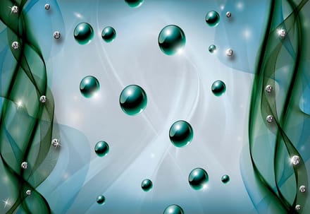 Fotobehang Abstract Modern Pattern Blue Green | PANORAMIC - 250cm x 104cm | 130g/m2 Vlies