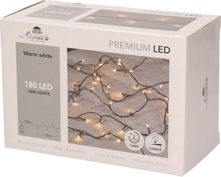 Anna's Collection Kerstverlichting - 180 LED lampjes - warm wit - 18 m - kerstlampjes - lichtsnoer