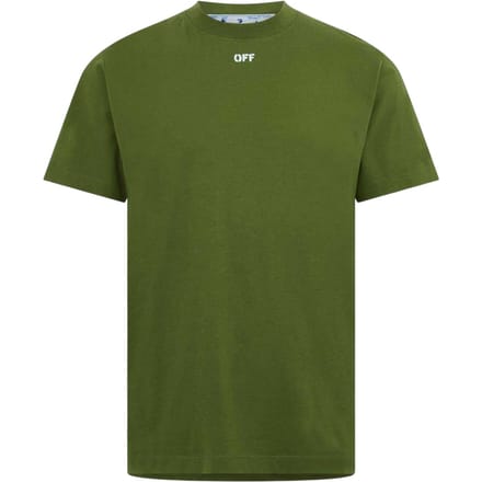 Off White Heren Belettering Katoen Regular T-shirt (Groen, Wit)