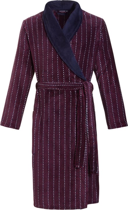 Badjas heren fleece - luxe ochtendjas heren - bordeauxrood - Pastunette