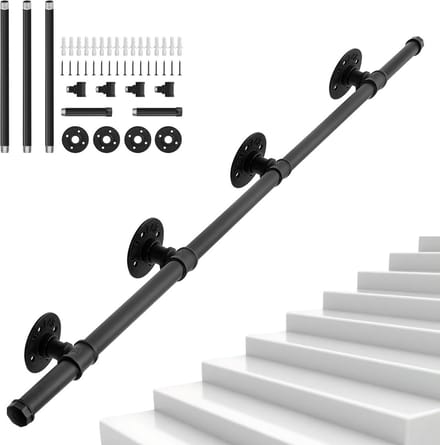 Zwarte Trapleuning Smeedijzer 245 cm voor Binnen en Buiten