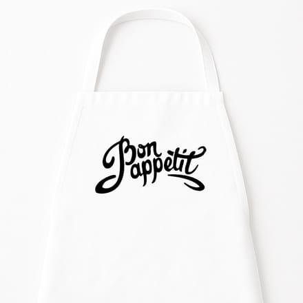 Go Mama - Keukenschort “Bon Appetit” – Kookschort met tekst – One Size – Verstelbaar – Wit – Cadeau voor kookliefhebbers