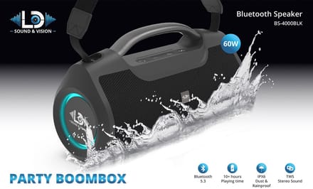Bluetooth Party Boombox LD Sound & Vision BS-4000BLK