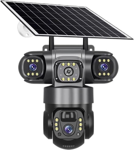 Beveiligingscamera Buiten - IP Camera WiFi - Woning Beveiligen - Drievoudige Lenzen - 6MP - Wit