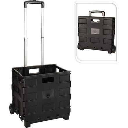 Trolley met vouwkrat / Boodschappenkrat | Inklapbaar | 30L