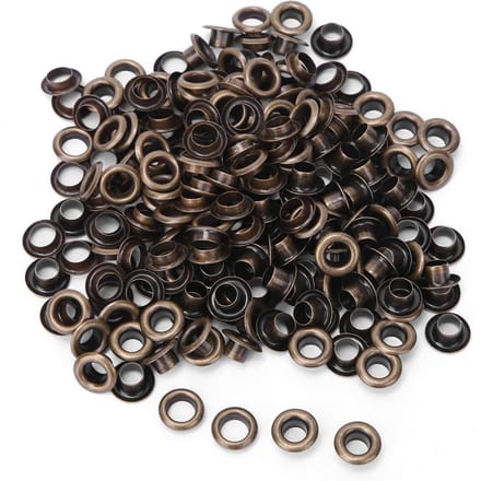 Set van 100 messing kledingtasaccessoires met dubbele 4 mm ringetjes, brons