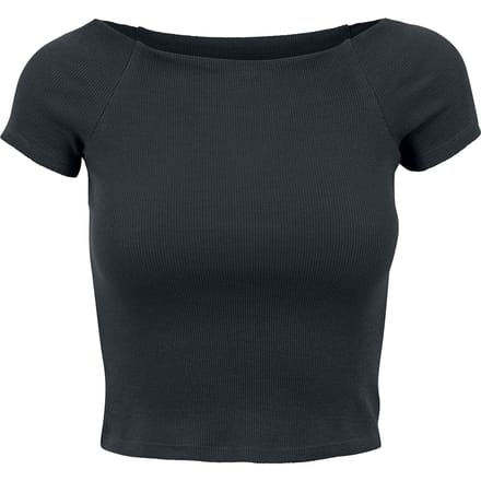 Urban Classics Off Shoulder Rib Tee Dames T-shirt - zwart - M