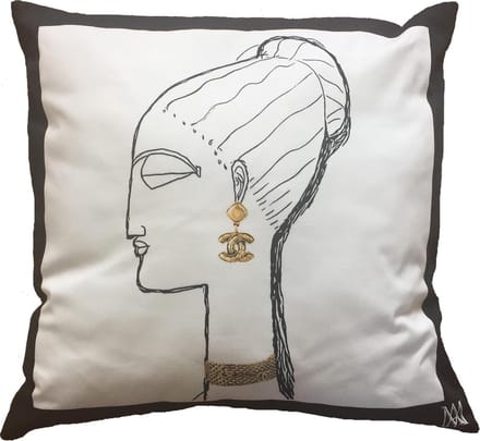 MA-FEELING Sierkussen Face With Choker (Wit, 45x45 cm) - Uniek cadeau - Handgemaakt - Duurzaam