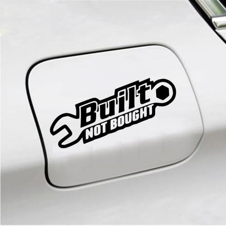 Bumpersticker - Built Not Bought - 8 X 20 - Zwart