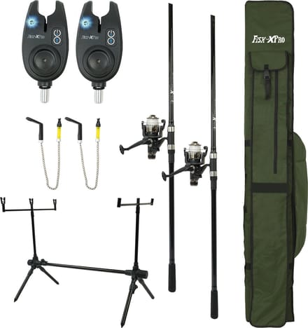 FISH-XPRO - Karper set - Pro Improve Set - 2-Rod - Karperhengelset - Zwart