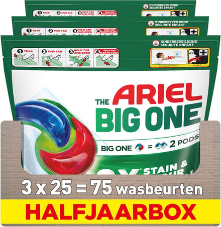 Ariel 3in1 Wasmiddel Pods The Big One Original - 3 x 25 wasbeurten
