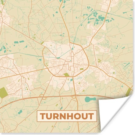 Poster Turnhout - Stadskaart - Retro - Kaart - Plattegrond - 75x75 cm