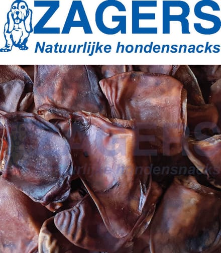 Zagers natuurlijke hondensnacks grote gedroogde varkensoren 50 stuks