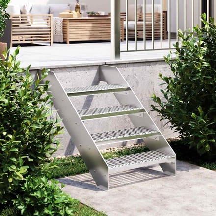 vidaXL - Traptrede - rooster - 60x24x7 - cm - gegalvaniseerd - staal