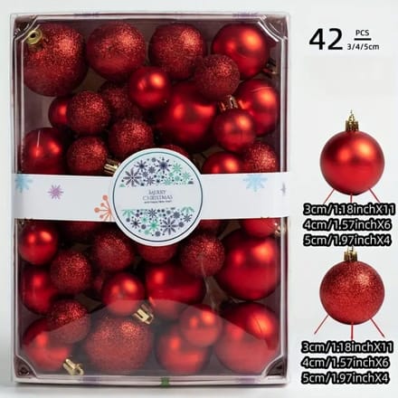 Nivard Kerstballen - Kerstversiering - Plastic - Rood - Kerstballenset - 42 stuks