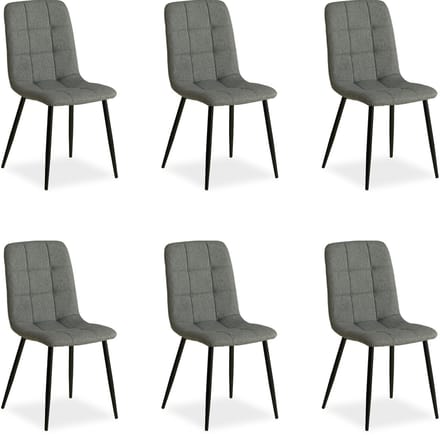 Homestyle4u Eetkamerstoelen - Set van 6 - Grijs - Linnen