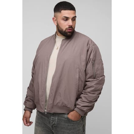 Plus Peached Embroidered MA1 Bomber Jacket | Mauve | Size 2XL