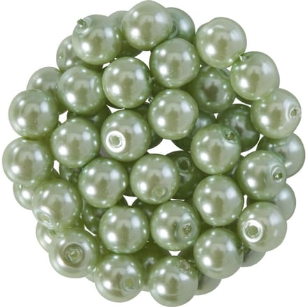 Glazen waskralen, Ø 6 mm, 55 stuks - Lichtgroen