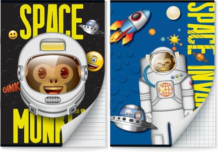 Emoji - Space Monkey schriften Lijn en Ruit 10 mm A4 - 4 stuks