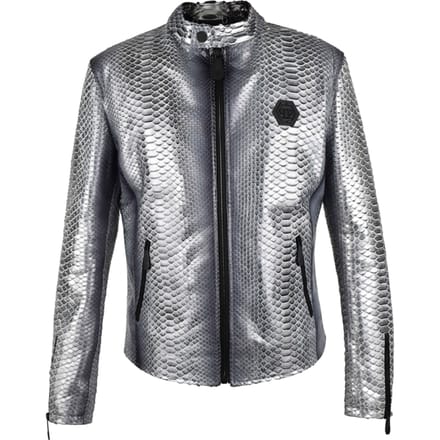 Philipp Plein Leren jas Zilver