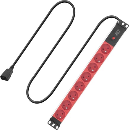 ACT Stekkerdoos PDU 19" C14 IEC60320 8-voudig type E, 3m H05VV-F 3G1.0 PD3155
