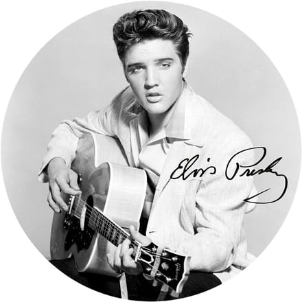 Signs USA - wandbord - dibond - Elvis - Zwart-Wit - Rond 20 cm