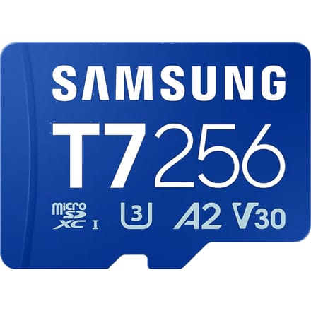 Samsung T7 microSDXC-kaart Retail 256 GB UHS-I U3, A2 Application Performance Class, Class 10, v30 Video Speed Class