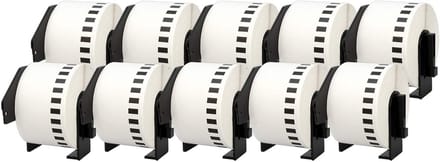 10x Continue Lengte Tapes 50mm x 30.48m voor Labelprinters - Zwart op Wit