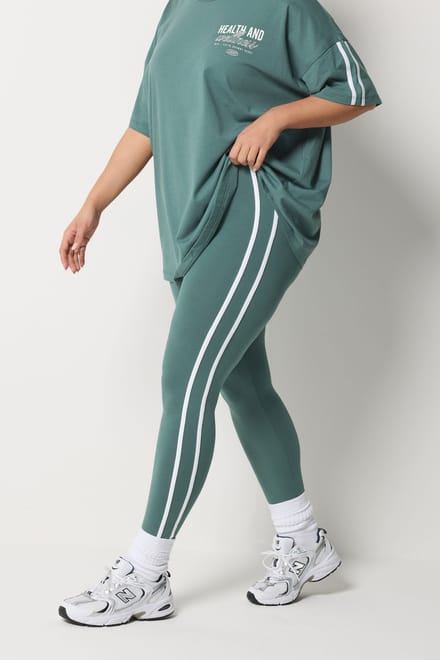 Yours Active Blauwe Legging Met Zijstreep Size 48