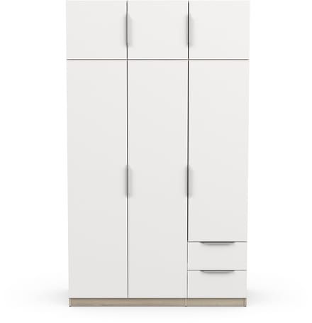 Kledingkast Spectre 120cm 6 deuren & 2 lades - mat wit/eik