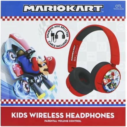 Mario Kart - draadloze kinderkoptelefoon - volumebegrenzing - lange batterijduur - microfoon - inklapbaar