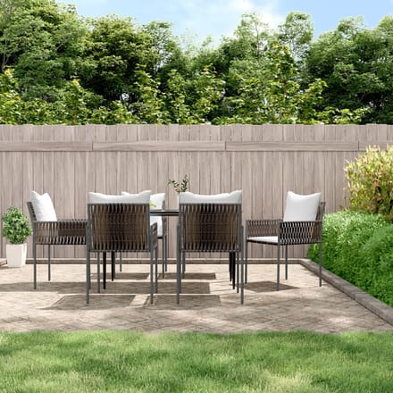 vidaXL - 7-delige - Tuinset - met - kussens - poly - rattan - en - staal