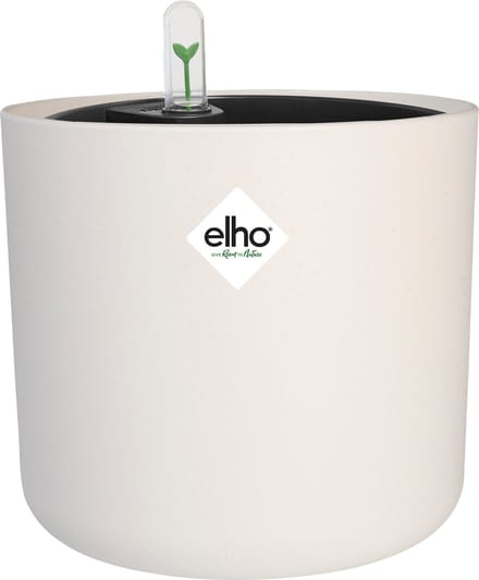 Elho B.for Soft Rond 22 met Self-Watering Insert - Bloempot met Watermeter - 100% Gerecycled Plastic - Ø 22.3 x H 20.4 cm - Wit