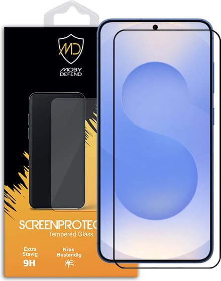 MobyDefend Screenprotector - Geschikt voor Samsung Galaxy S25 Plus (S25+) - Screensaver Met Zwarte Randen - Gehard Glas