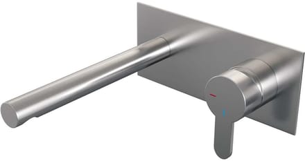 Brauer Brushed Edition Inbouw Wastafelmengkraan met Rechte Uitloop en Afdekplaat Model D1 RVS Geborsteld PVD