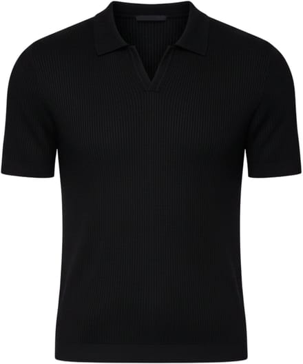 OMBRE Polo - Slim Fit - Viscose - Korte Mouw Zwart S