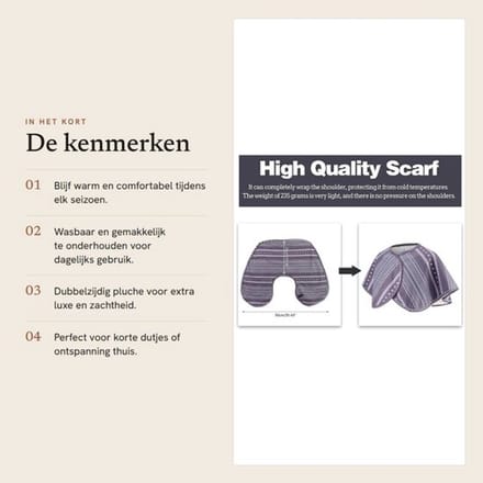 Dailygoods- Sjaal Warm - Dubbelzijdig Pluche - Schouderwikkel - Nekkussen - Wasbaar
