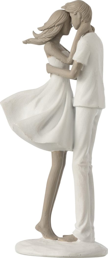 J-Line decoratie Koppel Kussend - polyresin - wit/taupe