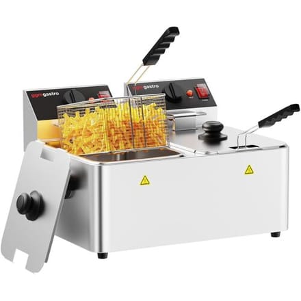 GGM Gastro Elektro Doppelfritteuse - 4+4 Liter - 5 kW Zilver