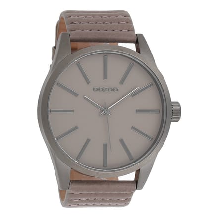 OOZOO Timepieces - Titanium horloge met taupe leren band - C9411