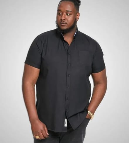 DUKE 555 JAMES OVERHEMD KORTE MOUW ZWART BIG SIZE MAAT 2XL
