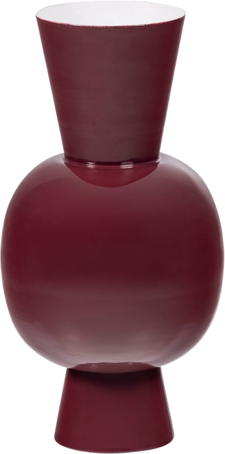 WOOOD Auri Vaas 20 CM - Metaal - Hoogglans Wijnrood - 38x20x20