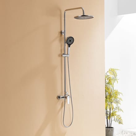 Auralum Max Douchekop Chroom - Regendoucheset met Kraan - Ø 25 cm - Verstelbare hoogte (1.3m)